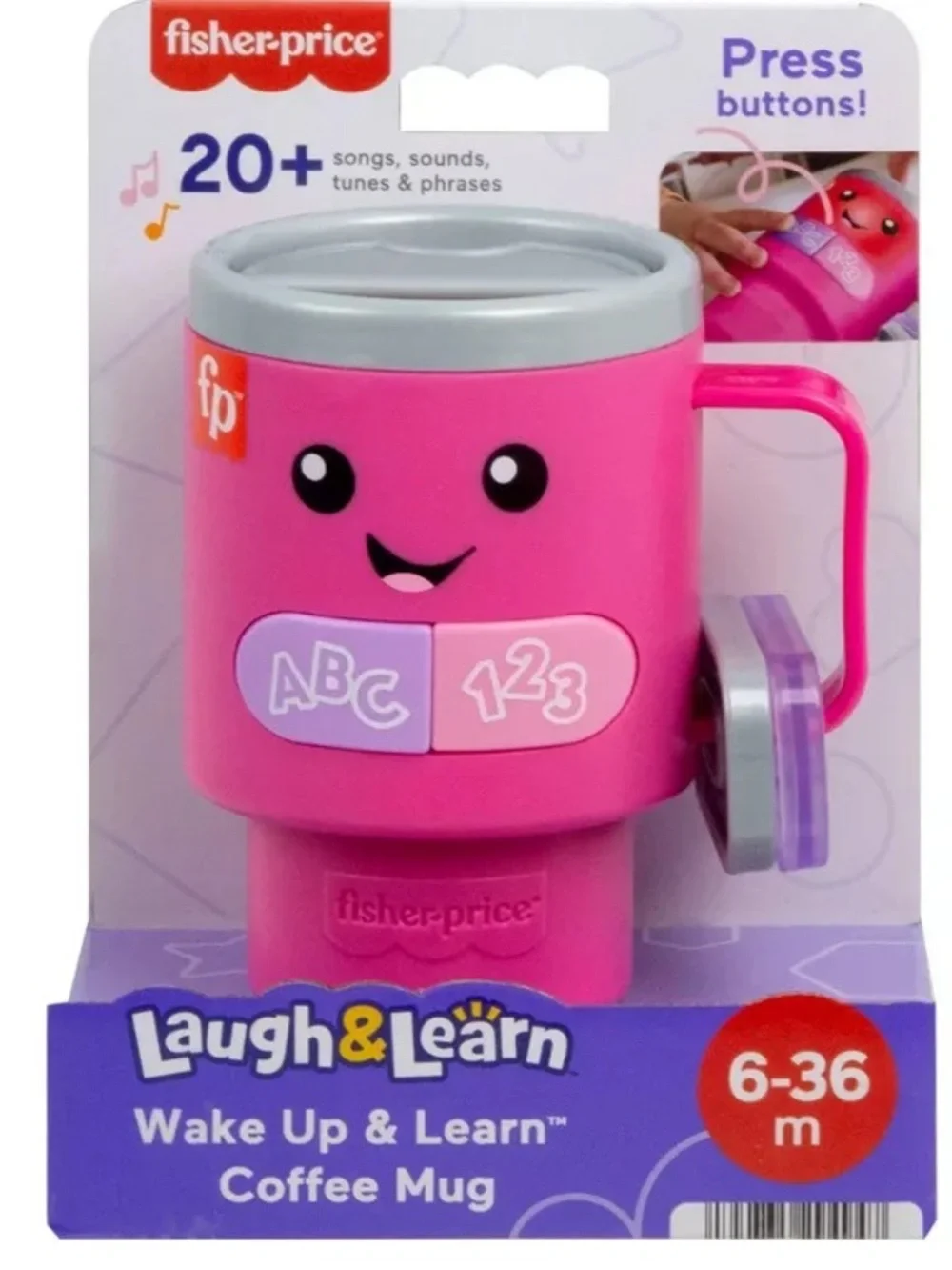 Fisher Price Laugh & Learn Wake Up & Learn Coffee Mug Lights & Music, Pink